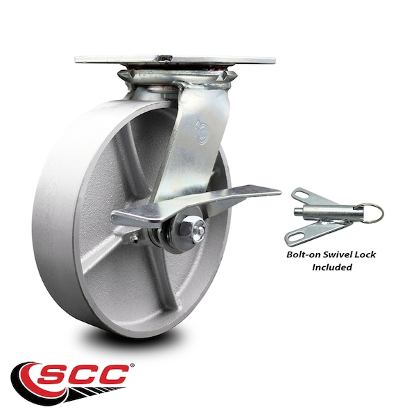 8 Inch Semi Steel Caster With Roller Bearing And Brake/Swivel Lock SCC